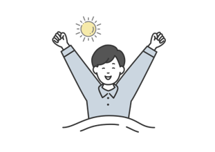 生活リズムのイラスト（起きた男性）