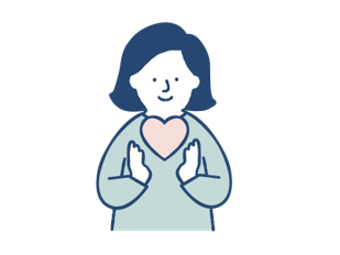 スタッフのイラスト（ハートを持った女性）