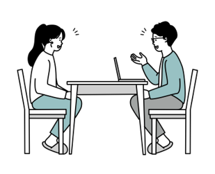対人関係のイラスト（対談する男女）
